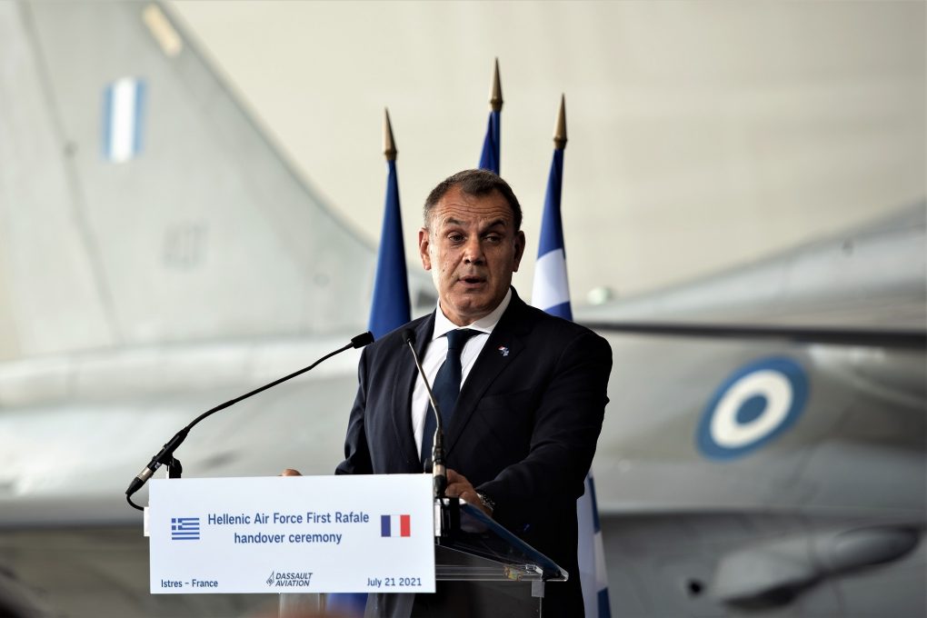 Παρουσία ΥΕΘΑ Νικόλαου Παναγιωτόπουλου στην τελετή παραλαβής του πρώτου μαχητικού αεροσκάφους “Rafale” της Π.Α. στην Ιστρ της Γαλλίας