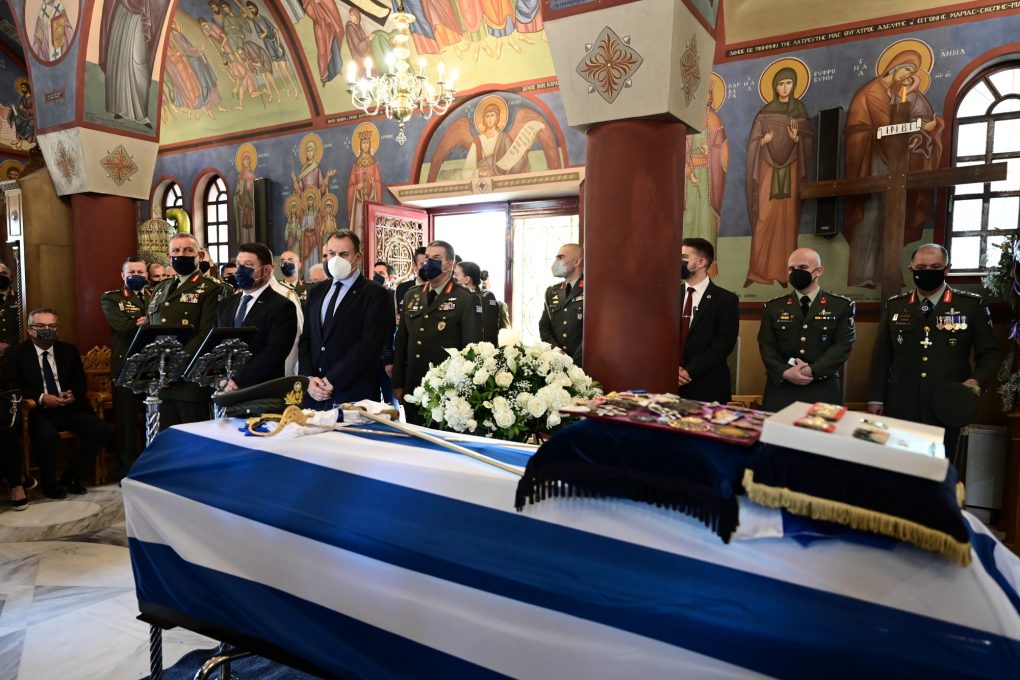 Minister of National Defence Nikolaos Panagiotopoulos & Deputy Minister of National Defence Nikolaos Chardalias Attend Funeral Service of Konstantinos Korkas