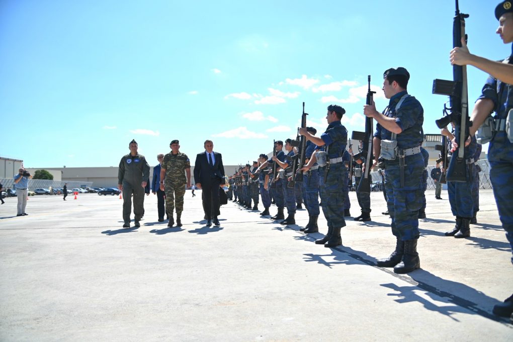 Minister of National Defence Mr. Nikolaos Panagiotopoulos attends the delivery ceremony of two upgraded F-16 VIPER fighters at the premises of the Hellenic Aerospace Industry (HAI)