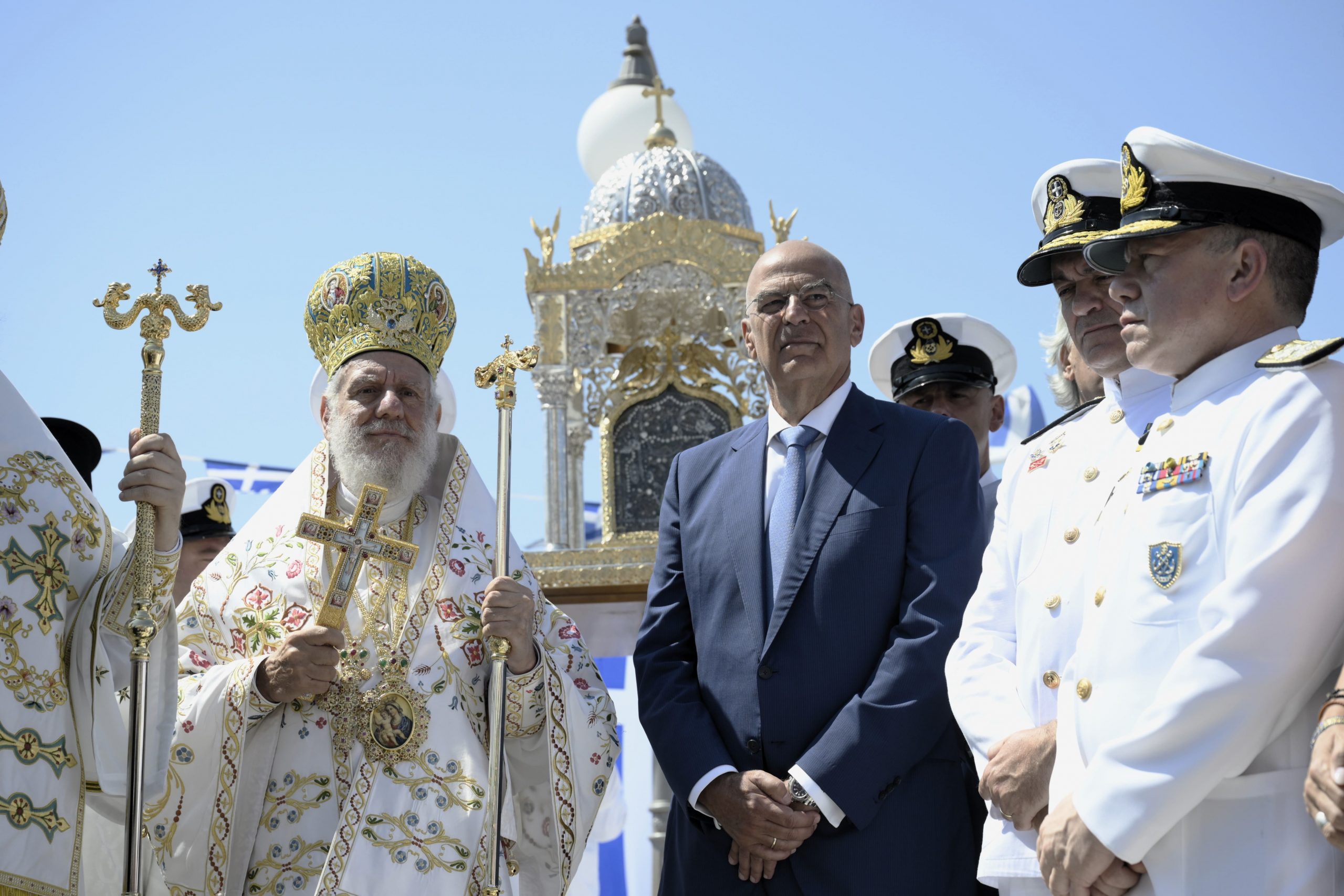 Παρουσία ΥΕΘΑ Νίκου Δένδια στις εκδηλώσεις για την Κοίμηση Της Θεοτόκου στη Μεγαλόχαρη της Τήνου και την 85η Επέτειο Τορπιλισμού του Καταδρομικού «ΕΛΛΗ»